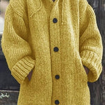 Selina | Grobstrick Cardigan mit Kapuze Damen Oversized Knopfleiste