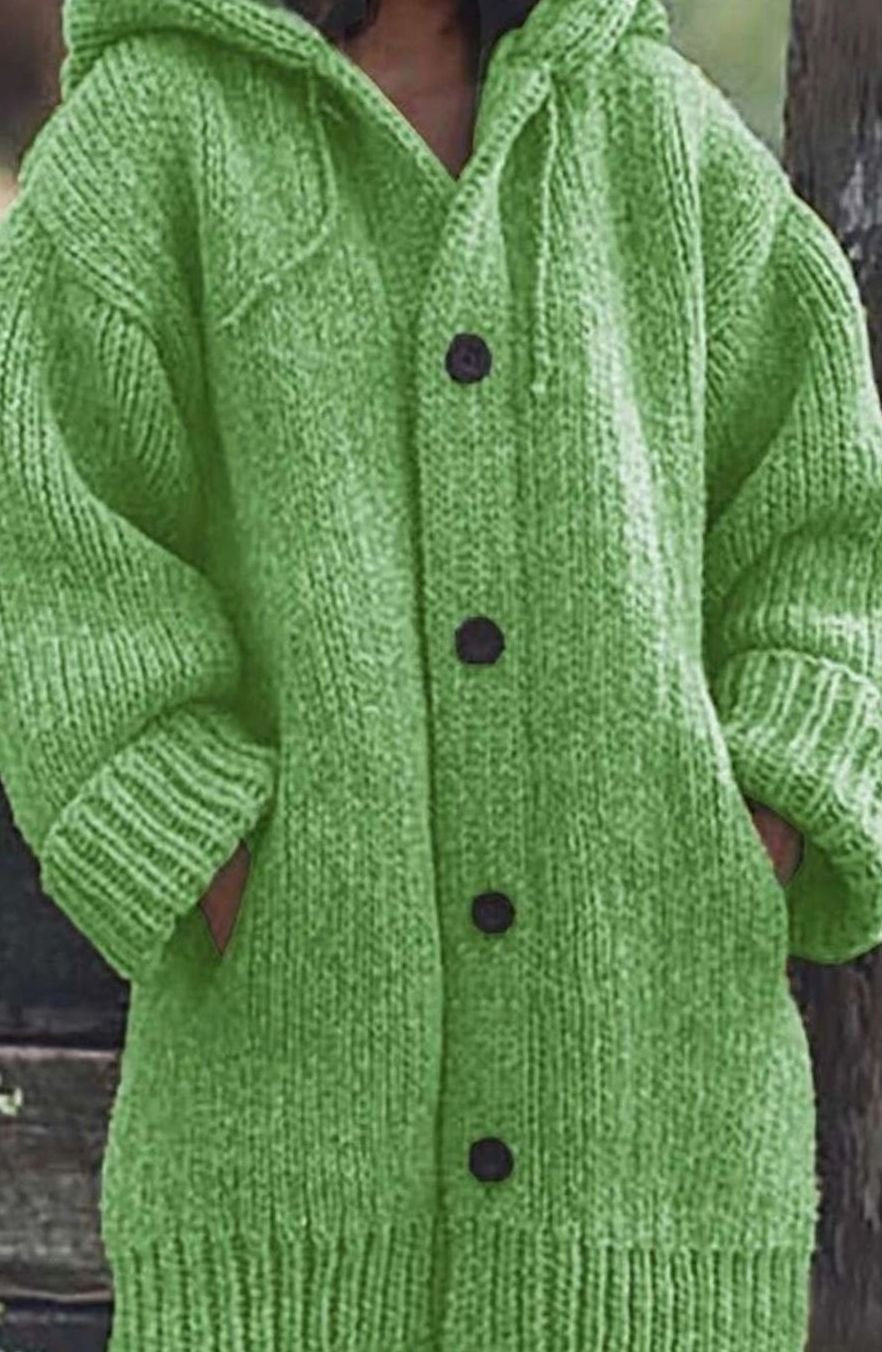 Selina | Grobstrick Cardigan mit Kapuze Damen Oversized Knopfleiste