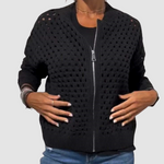 Selina | Strickjacke mit Reissverschluss Damen Lochstrick