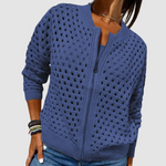 Selina | Strickjacke mit Reissverschluss Damen Lochstrick