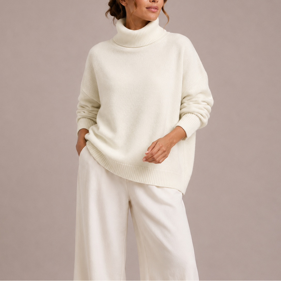 Seraina | Oversize Rollkragenpullover aus Strick Damen Gerippte Bündchen