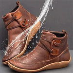Seraina | Stiefeletten Damen Leder Wasserdicht Flache Sohle Riemendetail