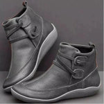 Seraina | Stiefeletten Damen Leder Wasserdicht Flache Sohle Riemendetail