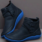 Seraina | Stiefeletten Damen Leder Wasserdicht Flache Sohle Riemendetail
