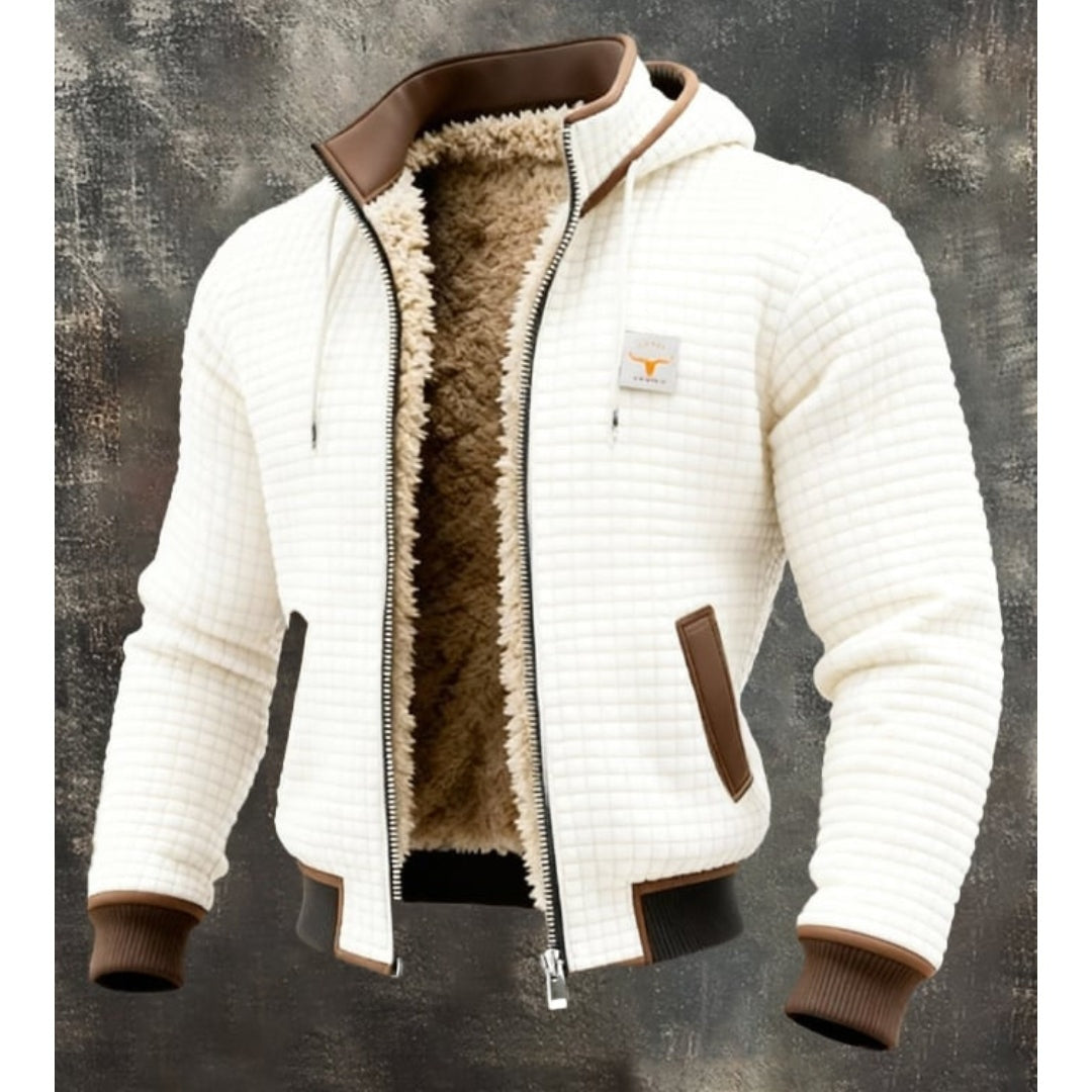 Severin | Fleecejacke Herren mit Kapuze Sherpa-Futter Waffelstruktur