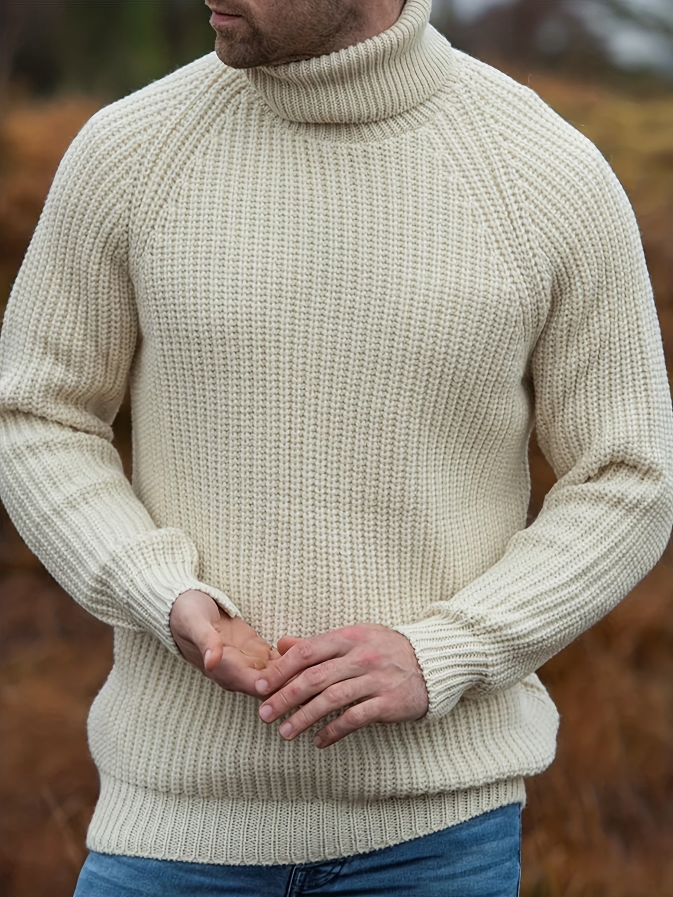 Silvan | Strickpullover mit Rollkragen Herren Grobstrick Raglanärmel