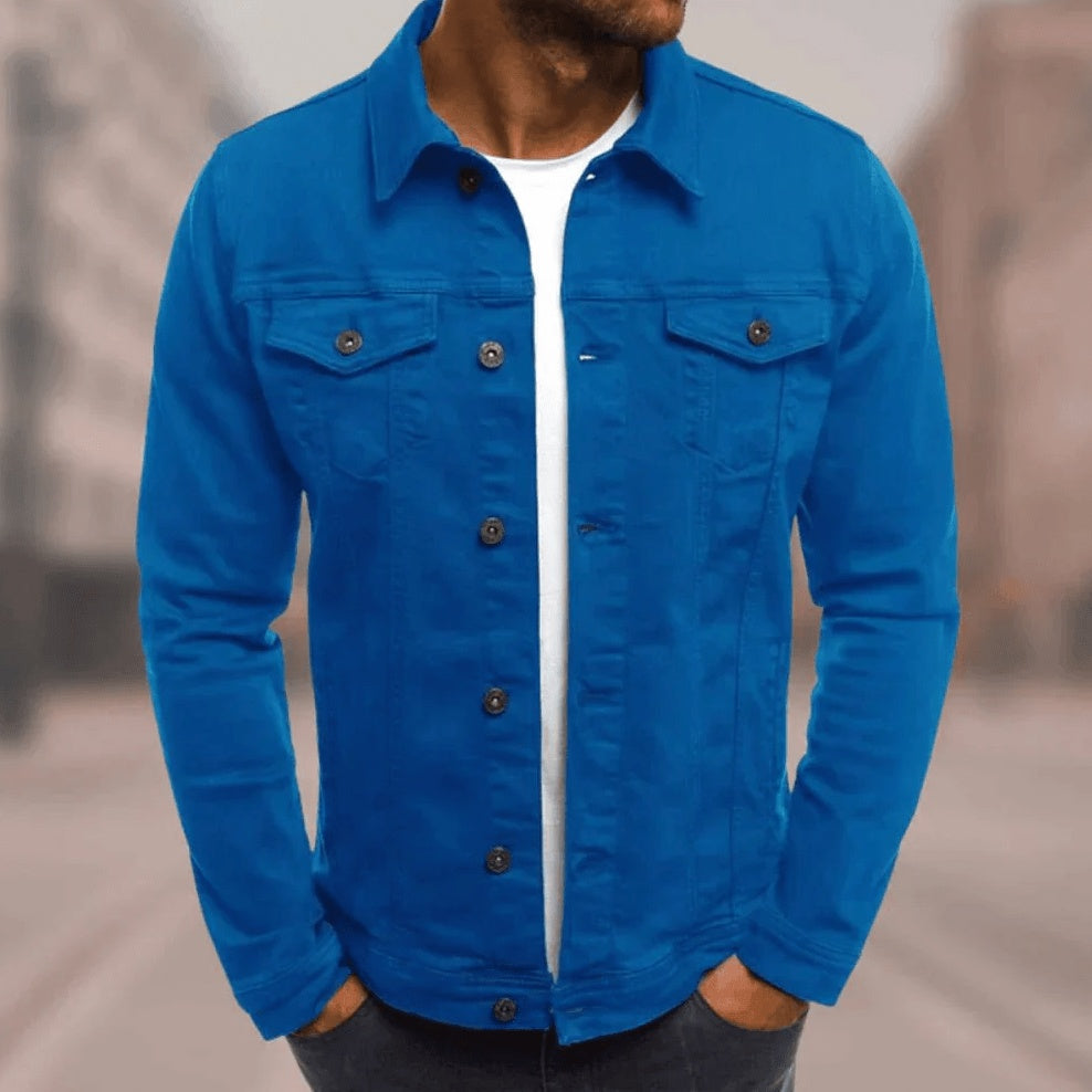 Simon | Jeansjacke Herren Knopfleiste Brusttaschen