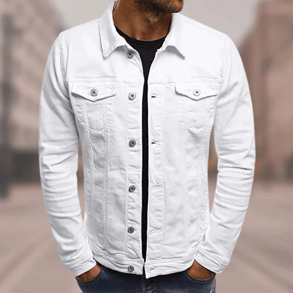 Simon | Jeansjacke Herren Knopfleiste Brusttaschen