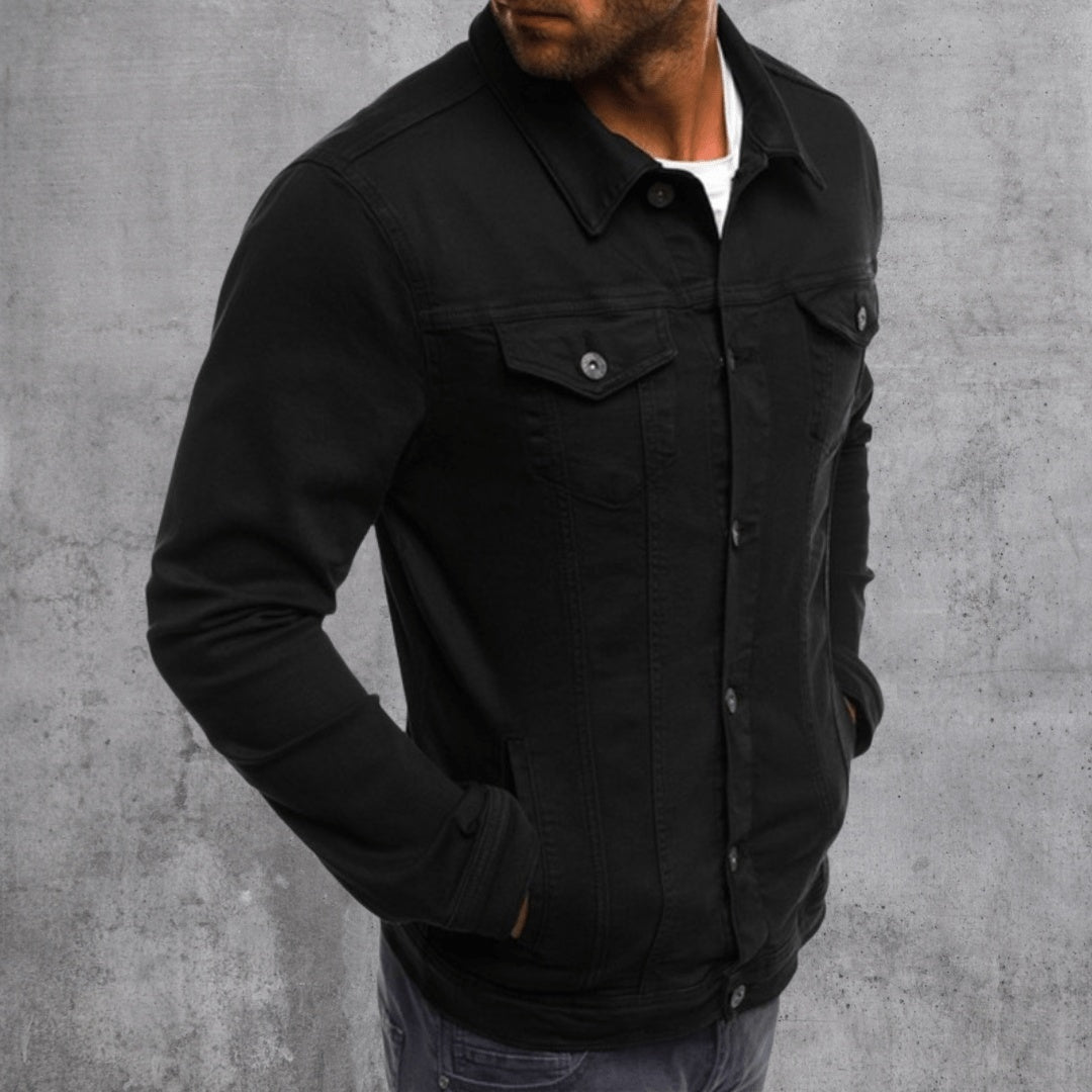 Simon | Jeansjacke Herren Knopfleiste Brusttaschen
