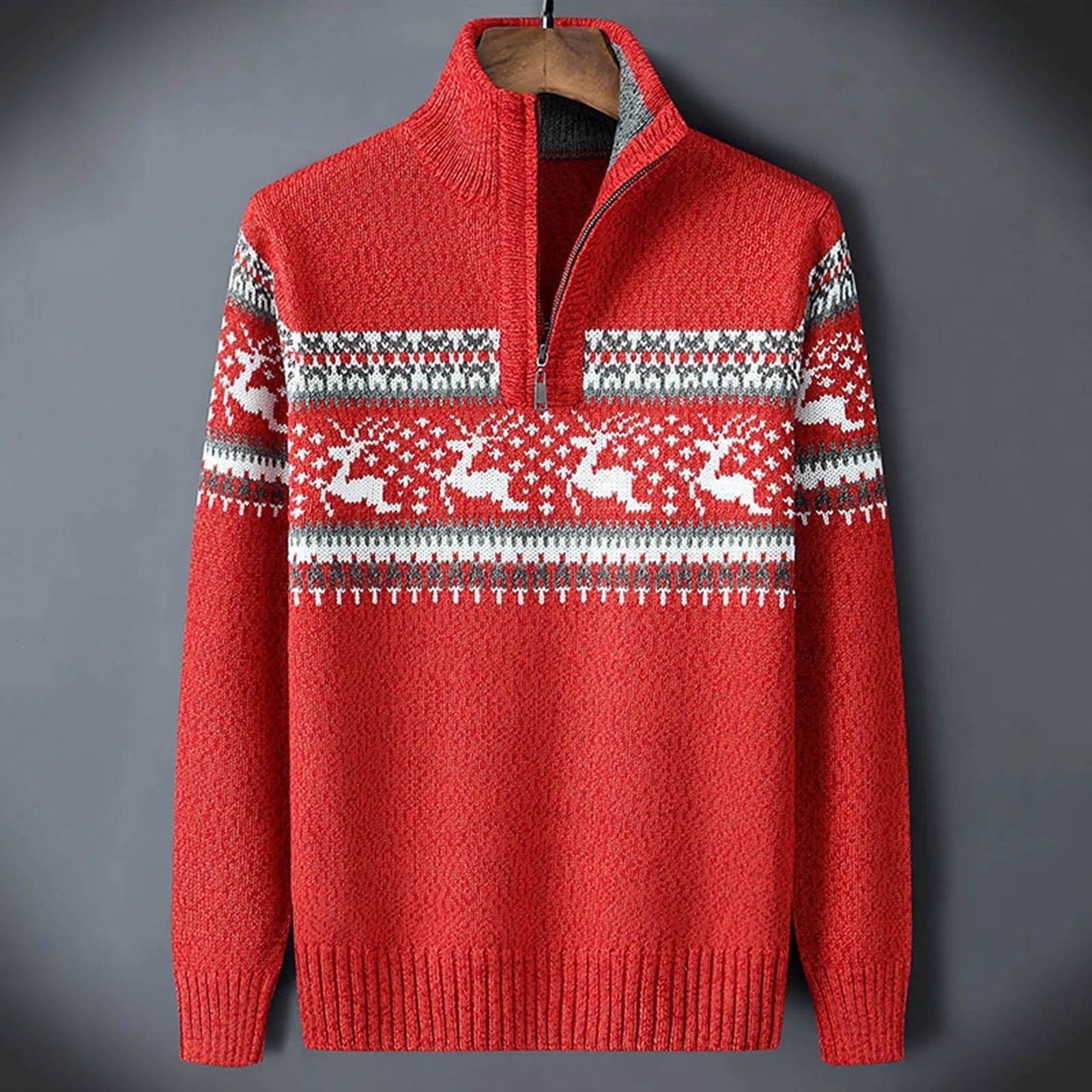 Simon | Pullover Herren Fair Isle Halbzip Stehkragen