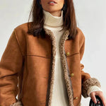 Sophia | Lammfell Jacke Damen Wildleder Gefüttert Knöpfe