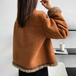 Sophia | Lammfell Jacke Damen Wildleder Gefüttert Knöpfe
