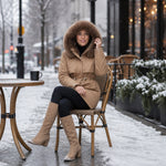 Sophia | Parka Damen mit Kunstfell Kapuze Tailliert