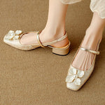Sophia | Pumps Damen Slingback Blockabsatz Blumendetail