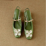 Sophia | Pumps Damen Slingback Blockabsatz Blumendetail