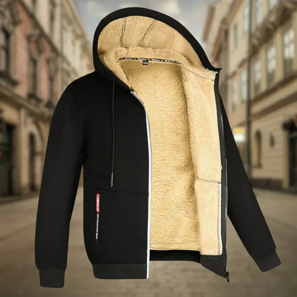 Sven | Hoodie Herren Fleece Kapuzenjacke mit Reissverschluss Warm