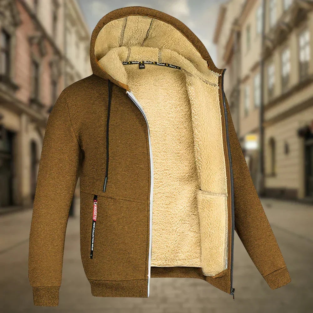 Sven | Hoodie Herren Fleece Kapuzenjacke mit Reissverschluss Warm
