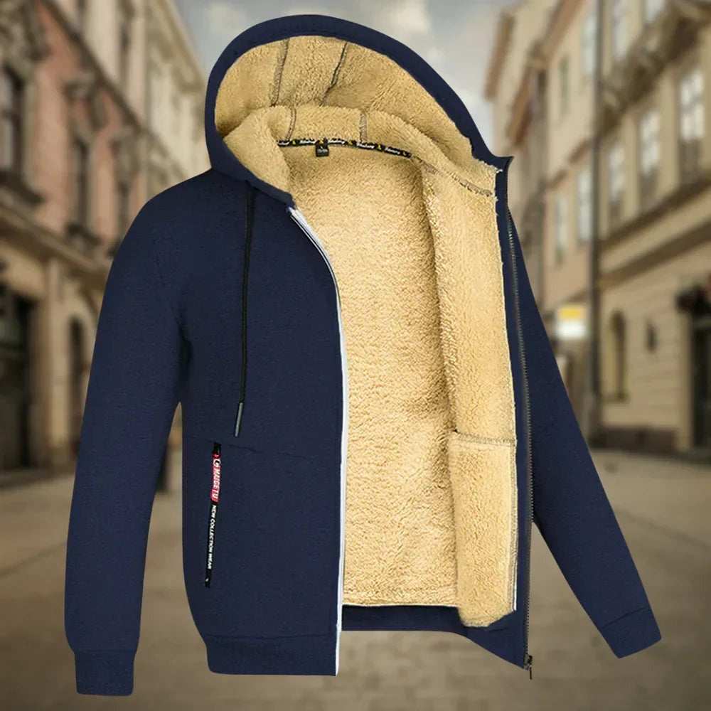 Sven | Hoodie Herren Fleece Kapuzenjacke mit Reissverschluss Warm