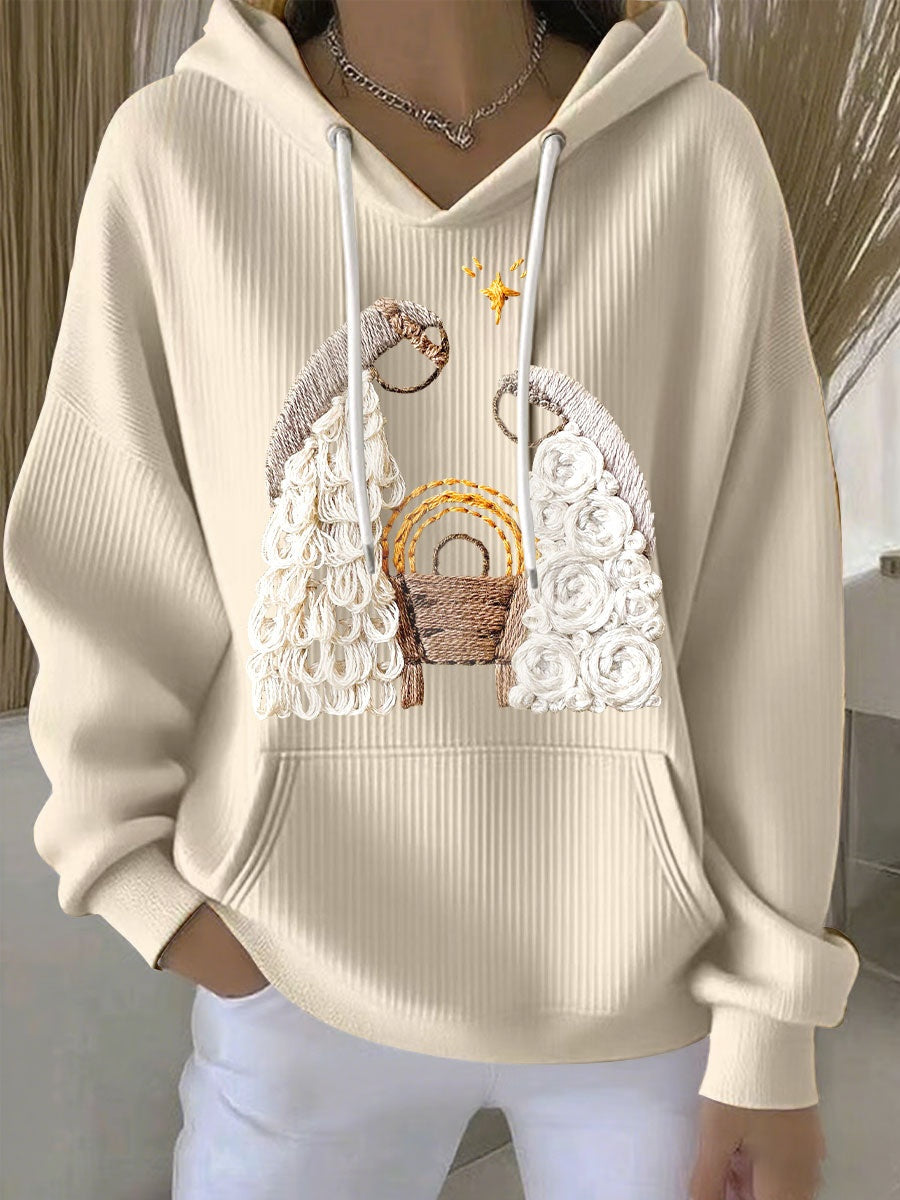 Theresa | Hoodie Damen Weihnachten Stickerei Kängurutasche