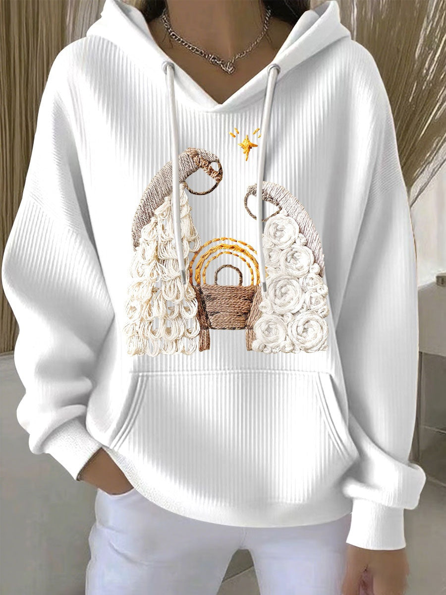 Theresa | Hoodie Damen Weihnachten Stickerei Kängurutasche