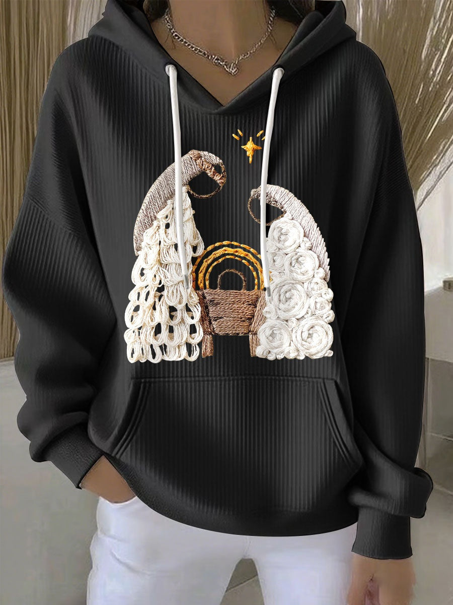 Theresa | Hoodie Damen Weihnachten Stickerei Kängurutasche
