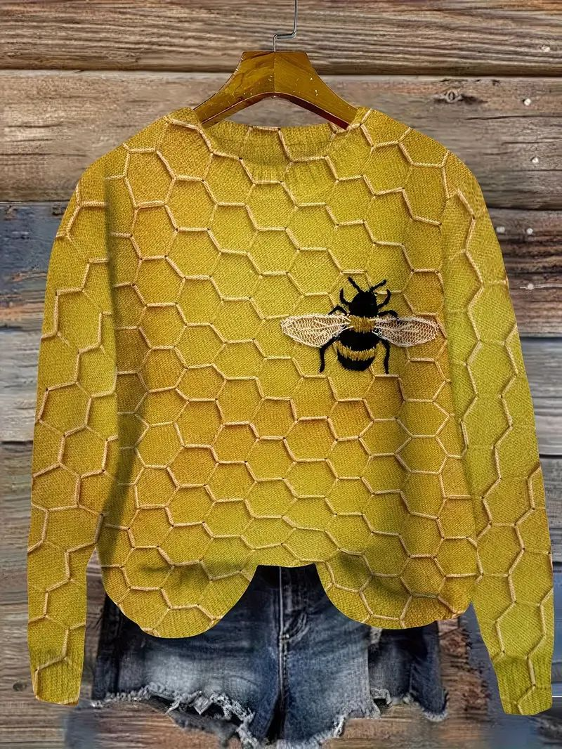 Theresa | Pullover Damen Strick mit Tiermotiv Rundhals