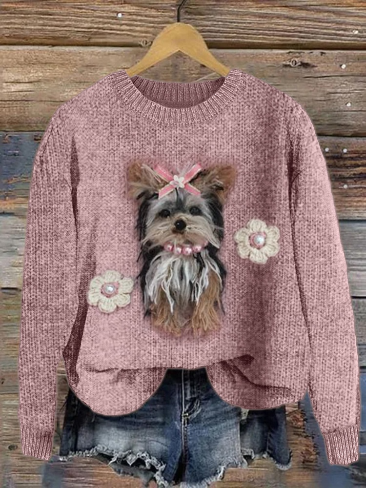 Theresa | Pullover Damen Strick mit Tiermotiv Rundhals