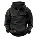 Tobias | Hoodie Herren mit Halbem Reißverschluss Taktisch Mehreren Taschen