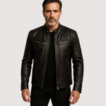 Tobias | Lederjacke Herren Bikerjacke Slim Fit Reissverschluss