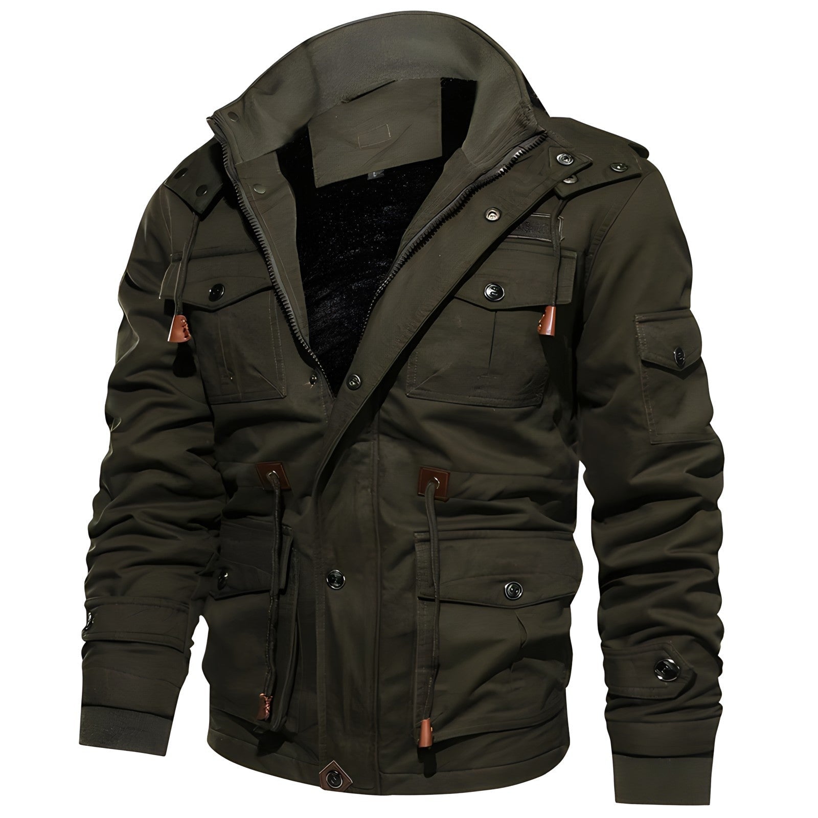 Tobias | Militärjacke Herren Fleecefutter Mehrere Taschen Kapuze