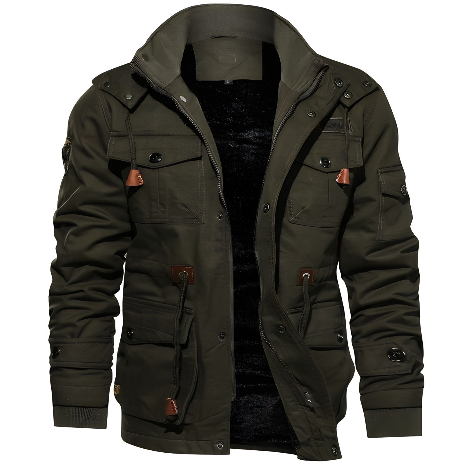 Tobias | Militärjacke Herren Fleecefutter Mehrere Taschen Kapuze