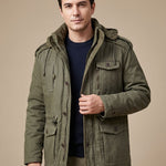 Tobias | Parka Herren mit Kapuze Gefüttert Anorak Outdoor Taschen