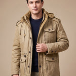 Tobias | Parka Herren mit Kapuze Gefüttert Anorak Outdoor Taschen