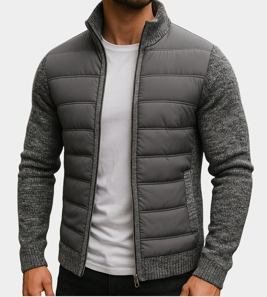 Tobias | Steppjacke mit Strickärmeln Herren Stehkragen Reissverschluss