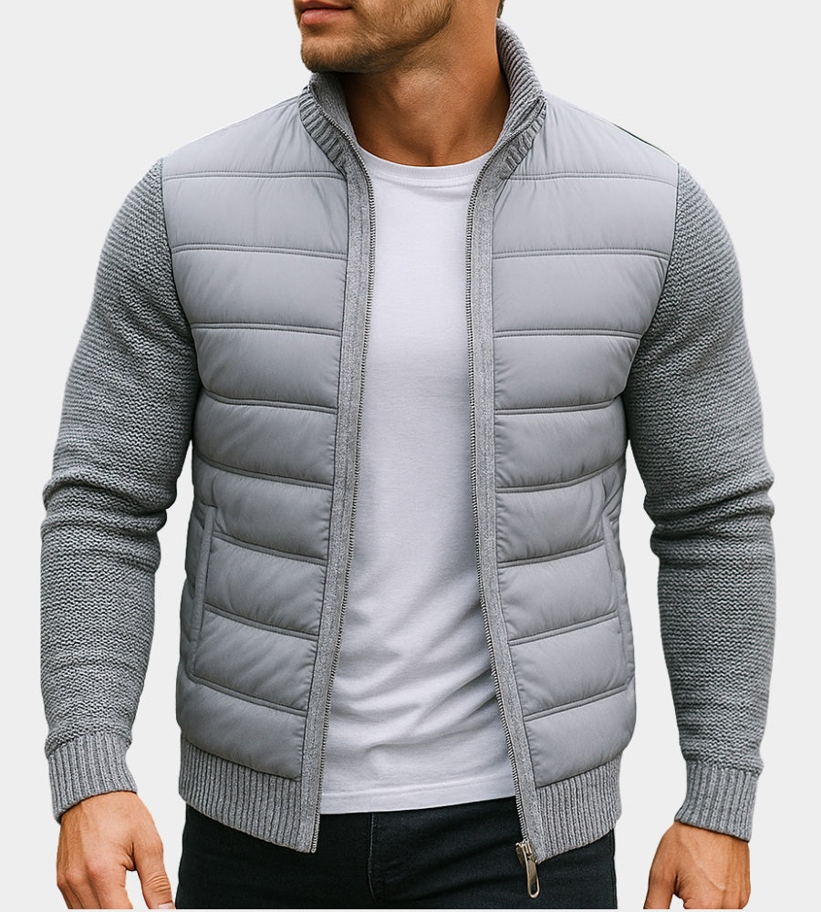 Tobias | Steppjacke mit Strickärmeln Herren Stehkragen Reissverschluss