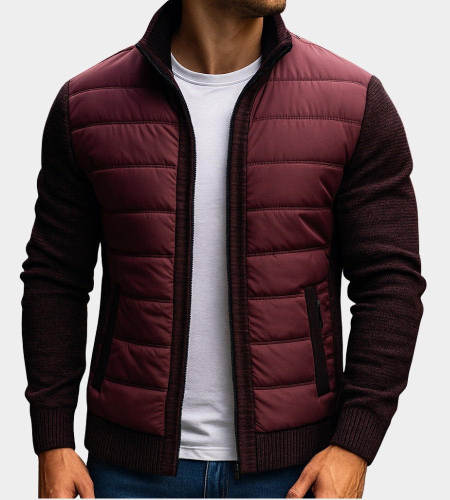 Tobias | Steppjacke mit Strickärmeln Herren Stehkragen Reissverschluss