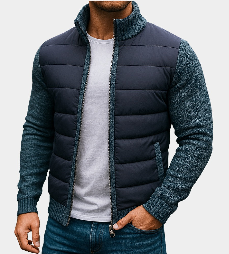 Tobias | Steppjacke mit Strickärmeln Herren Stehkragen Reissverschluss