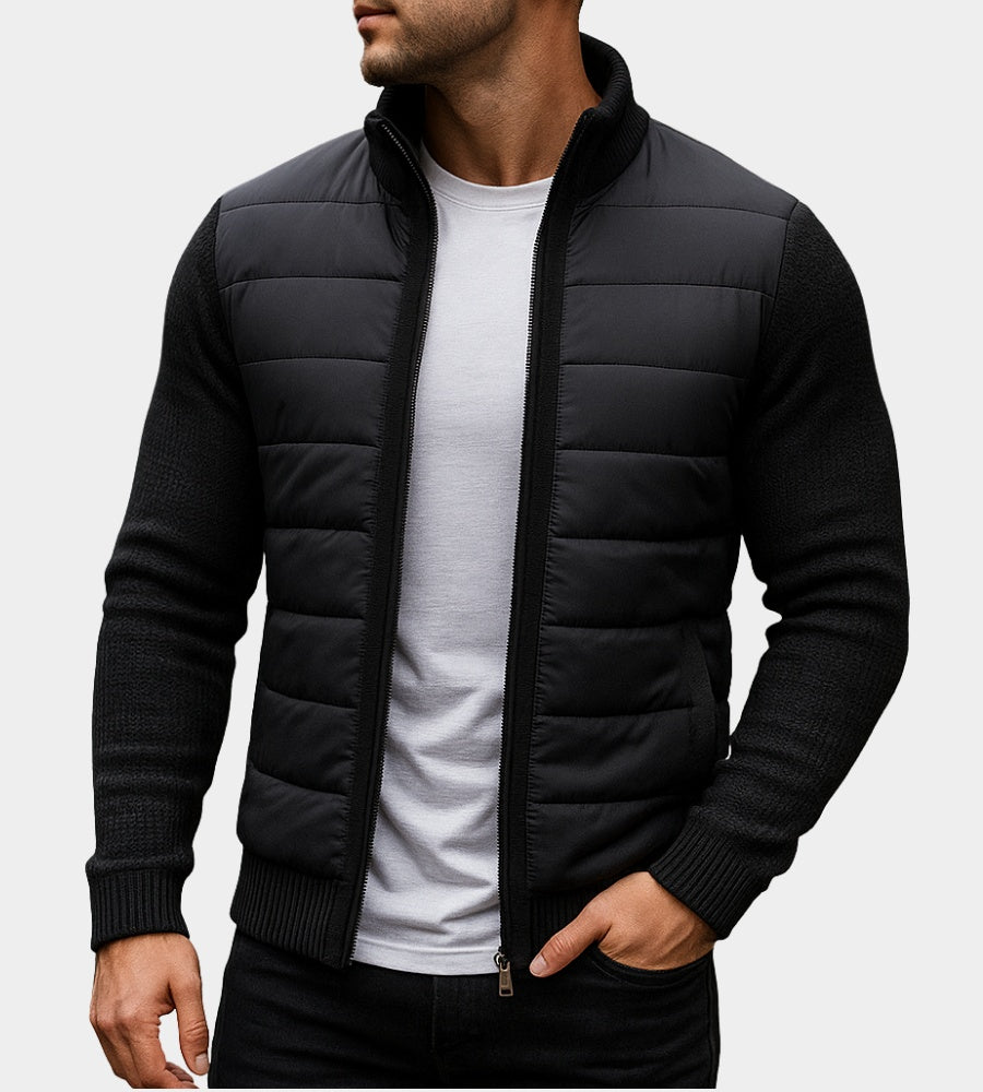Tobias | Steppjacke mit Strickärmeln Herren Stehkragen Reissverschluss