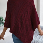 Ursina | Poncho Strick Damen Zopfmuster Asymmetrisch