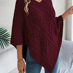 Ursina | Poncho Strick Damen Zopfmuster Asymmetrisch