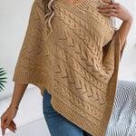 Ursina | Poncho Strick Damen Zopfmuster Asymmetrisch