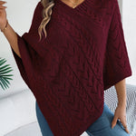Ursina | Poncho Strick Damen Zopfmuster Asymmetrisch