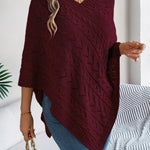 Ursina | Poncho Strick Damen Zopfmuster Asymmetrisch