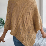Ursina | Poncho Strick Damen Zopfmuster Asymmetrisch