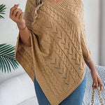 Ursina | Poncho Strick Damen Zopfmuster Asymmetrisch