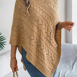 Ursina | Poncho Strick Damen Zopfmuster Asymmetrisch