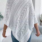 Ursina | Poncho Strick Damen Zopfmuster Asymmetrisch