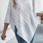 Ursina | Poncho Strick Damen Zopfmuster Asymmetrisch