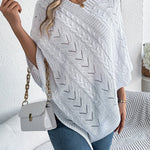 Ursina | Poncho Strick Damen Zopfmuster Asymmetrisch