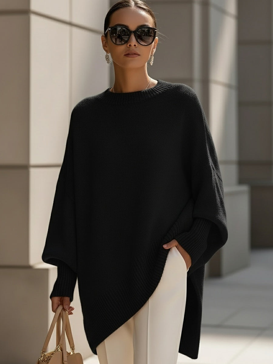 Ursina | Poncho Strick Oversize Damen Rundhals